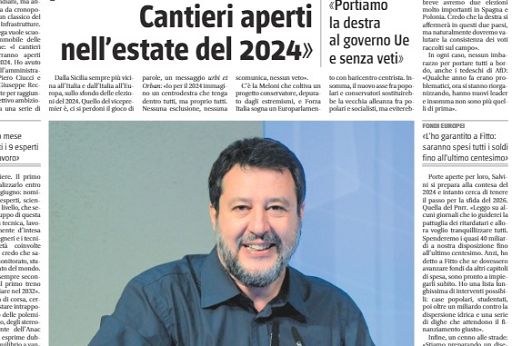 Ponte stretto, Salvini: cantieri aperti nell’estate del 2024