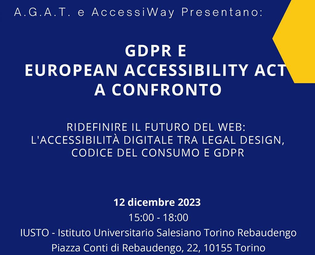 Internet, domani “GDPR e European Accessibility Act a confronto”