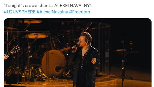 Bono degli U2 chiede al pubblico di Las Vegas di pronunciare il nome di Navalny