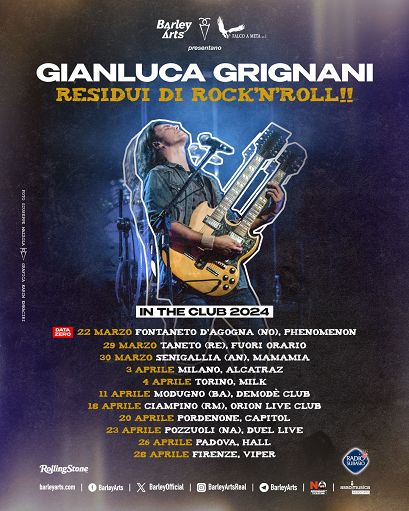 Musica, Gianluca Grignani prosegue tour nei principali club italiani