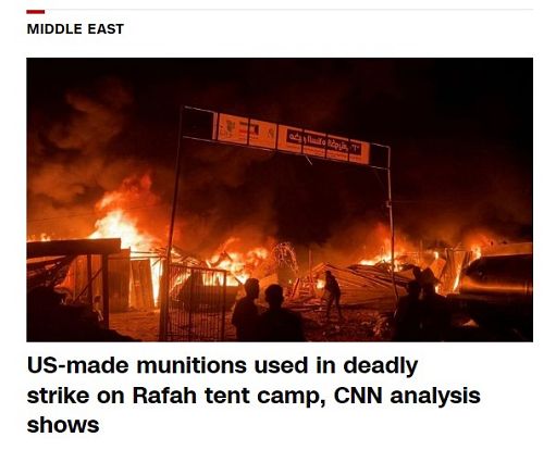 Cnn: armi Usa usate nell’attacco fatale di Israele a Rafah