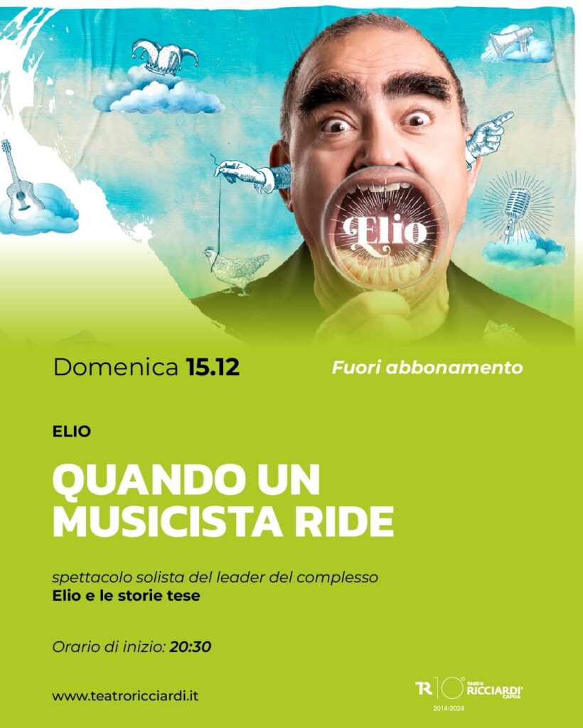 “Quando un musicista ride”. Il 15 dicembre Elio al Teatro Ricciardi